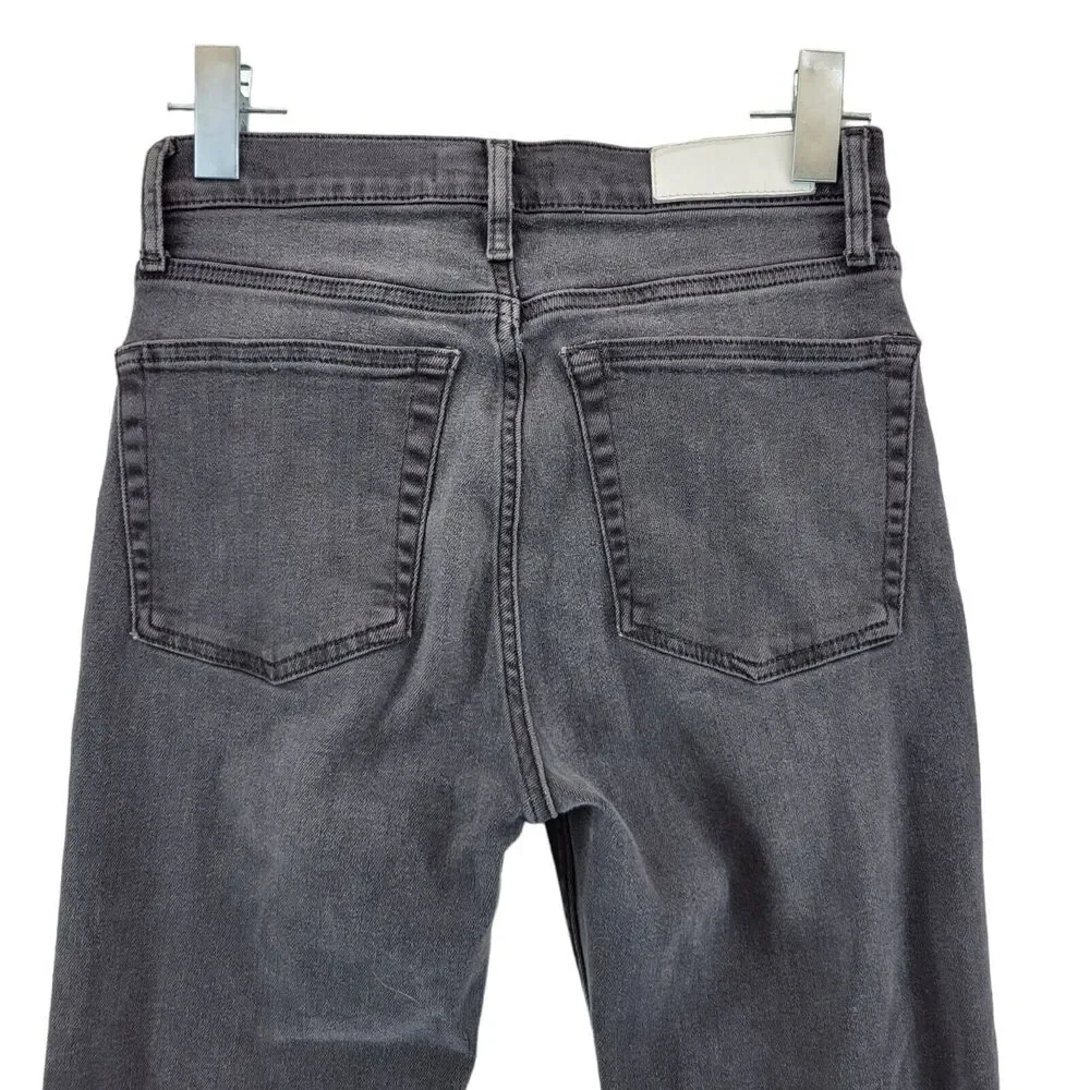 Re/Done 70's Ultra High‎ Waist Raw Hem Stovepipe Jeans Size 27 Dusty Char Black